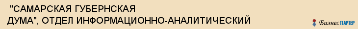  "САМАРСКАЯ ГУБЕРНСКАЯ ДУМА", ОТДЕЛ ИНФОРМАЦИОННО-АНАЛИТИЧЕСКИЙ , Самара
