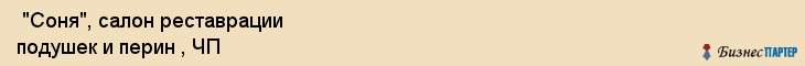  "Соня", салон реставрации подушек и перин , ЧП , Самара