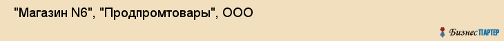  "Магазин N6", "Продпромтовары", ООО , Самара
