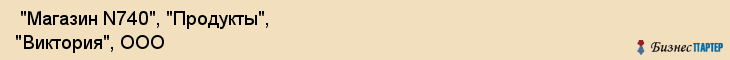 "Магазин N740", "Продукты", "Виктория", ООО , Самара