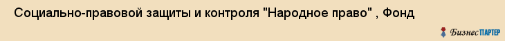  Социально-правовой защиты и контроля "Народное право" , Фонд , Самара